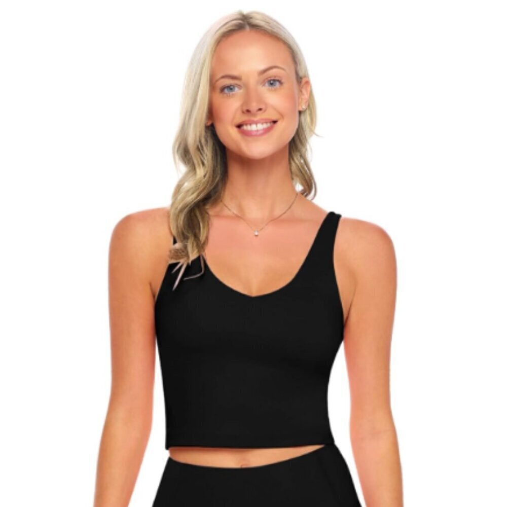 Amazon | NWOT Workout Tank Top With Built-In Shelf Bra in Black Size XL